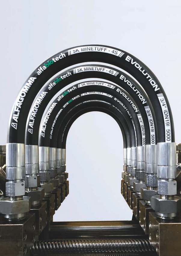 Primjer pravilnog radijusa savijanja hidrauličnog crijeva u industrijskoj primjeni